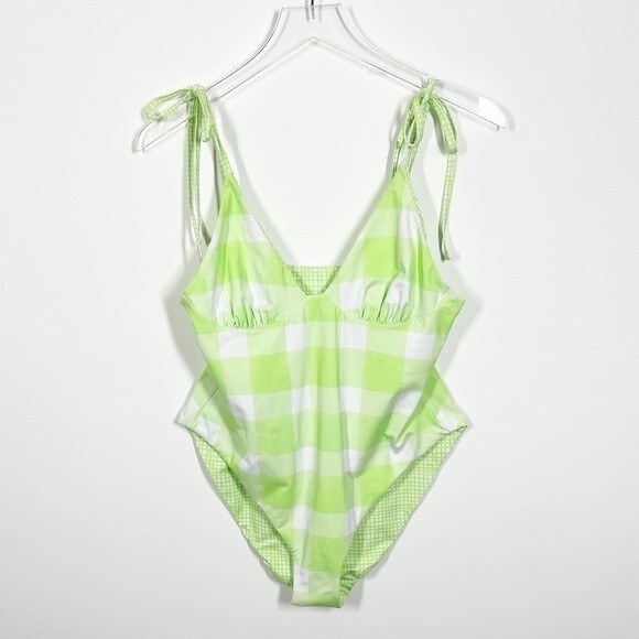 Solid and Striped Women's Size XL Olympia One Piece Reversible Swimsuit Green - Picture 5 of 11